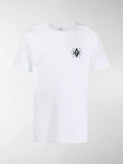 Shop Apc Printed Cotton T-shirt In White