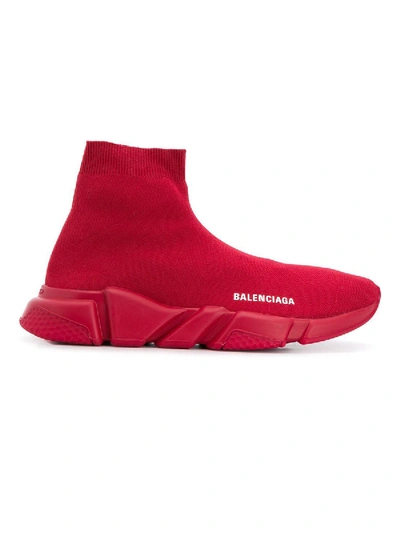 Shop Balenciaga Burgundy Speed Sock Sneakers