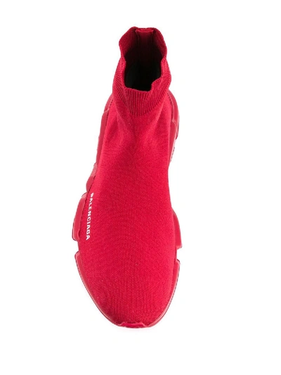 Shop Balenciaga Burgundy Speed Sock Sneakers