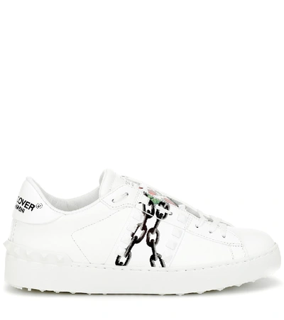 Shop Valentino X Undercover Leather Sneakers In White