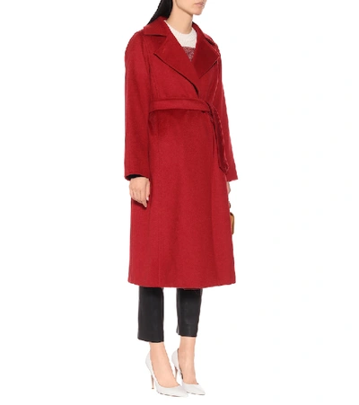 Shop Max Mara Manuela Icon Camel Hair Coat In Red