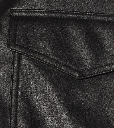 Shop Tibi Faux Leather Blouse In Black