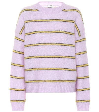 Shop Acne Studios Striped Wool And Mohair Sweater In Purple