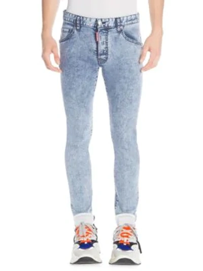 Shop Dsquared2 Acid Wash Skater Jeans In Blue