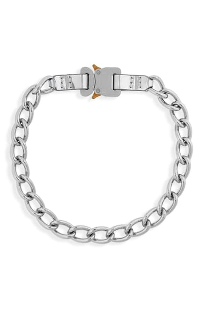 Shop Alyx Leather Trim Chain Necklace In Silver