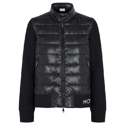 Shop Moncler Black Panelled Cotton-blend Jacket
