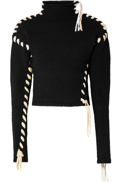Shop Acne Studios Kerri Whipstitched Wool Turtleneck Sweater In Black