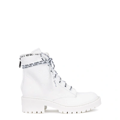 Shop Kenzo Pike 50 White Leather Boots