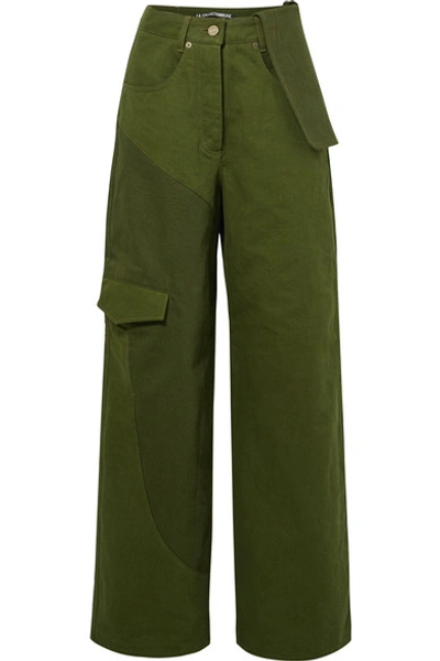 Shop Jacquemus Nîmes Mid-rise Wide-leg Jeans In Forest Green