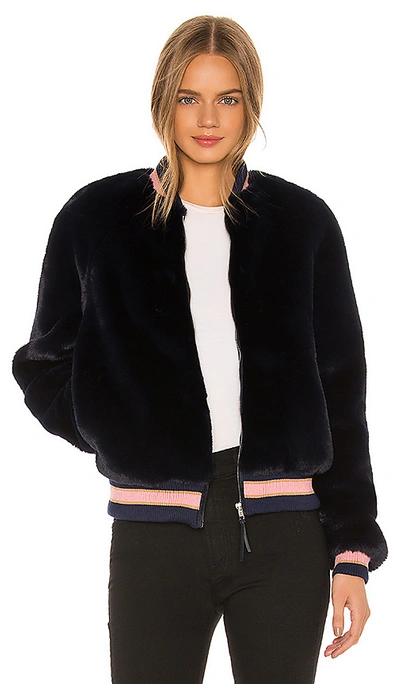 Shop Mother The Letterman Faux Fur Jacket In A Girl Named Blue