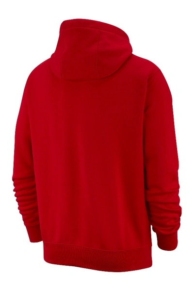 Shop Nike Club Fleece Drawstring Hoodie In University Red/white