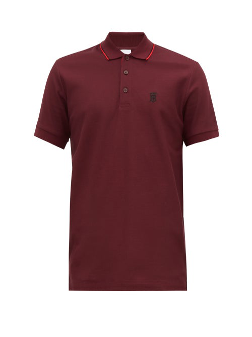 burgundy burberry polo shirt