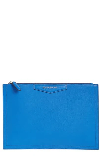 Shop Givenchy Medium Antigona Leather Pouch - Blue In Persian Blue