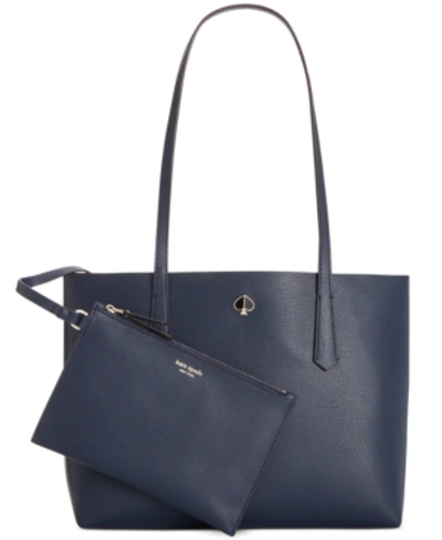 Shop Kate Spade Molly Leather Tote In Blazer Blue/gold