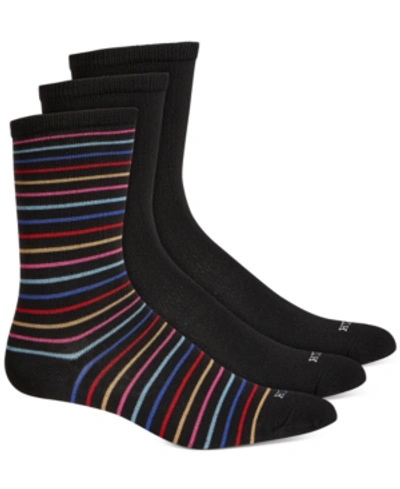 Shop Hue Women's 3 Pack Super Soft Crew Socks In Black Stripe Pack