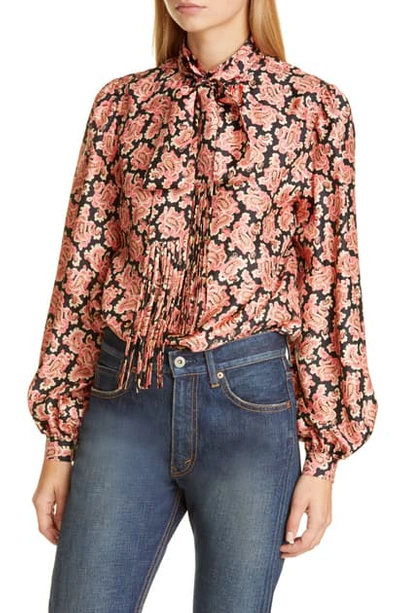 Shop Marc Jacobs Paisley Print Silk Blouse With Removable Tie In Pink