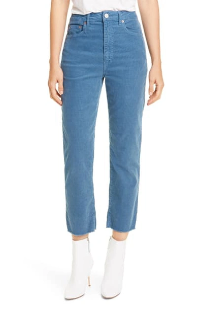 Shop Trave Harper High Waist Ankle Corduroy Pants In Misty Blue