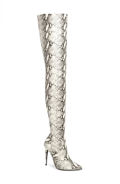 Shop Steve Madden Dominique Thigh High Boot In Natural Snake Print
