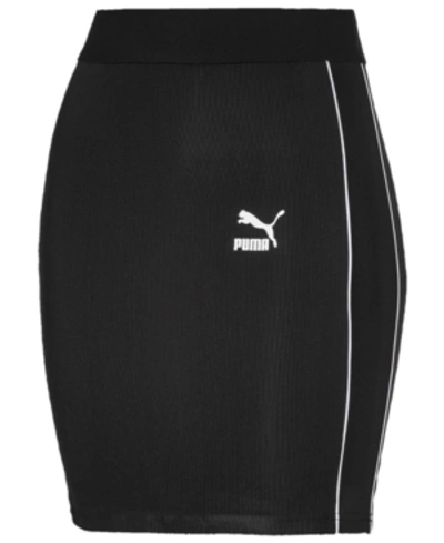 Shop Puma Classics Ribbed Skirt In  Black