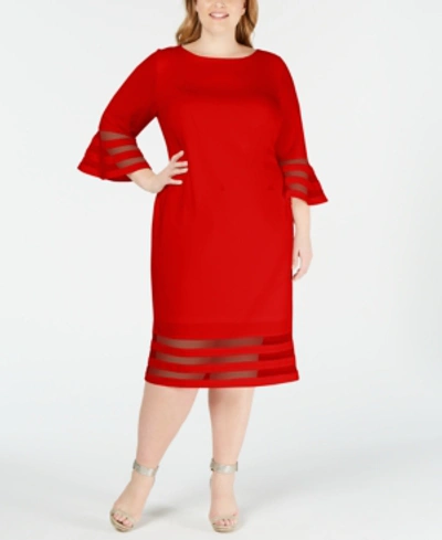 Calvin Klein Plus Size Illusion-trim Sheath Dress In Red | ModeSens