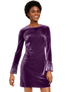 calvin klein velvet bell sleeve dress