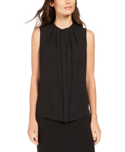 Shop Anne Klein Pleated Sleeveless Blouse In Anne Black