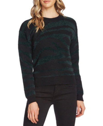 Shop Vince Camuto Zebra Eyelash-knit Sweater In Dark Willow