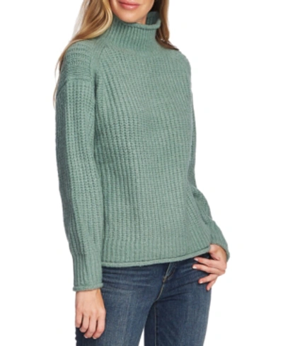 Shop Vince Camuto Mixed-stitch Mock-neck Sweater In Eucalyptus