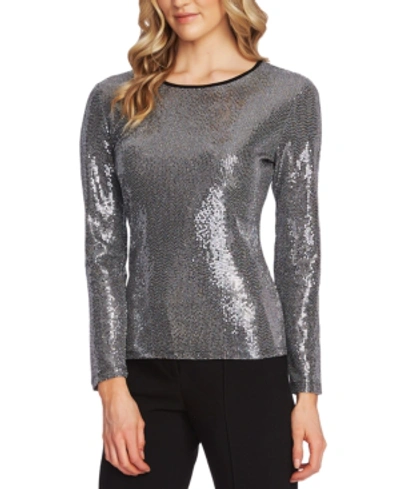 Shop Vince Camuto Mirror Sequined Top In Rich Black