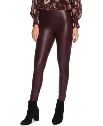 Shop Vince Camuto Faux-leather Pull-on Pants In Port