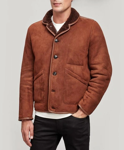 Shop Ymc You Must Create Sheepskin Brainticket Jacket In Brown