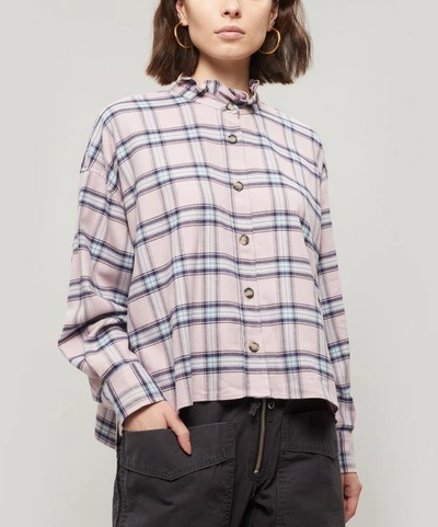 Shop Isabel Marant Étoile Ilaria Ruffled Checked Cotton Shirt In Pink