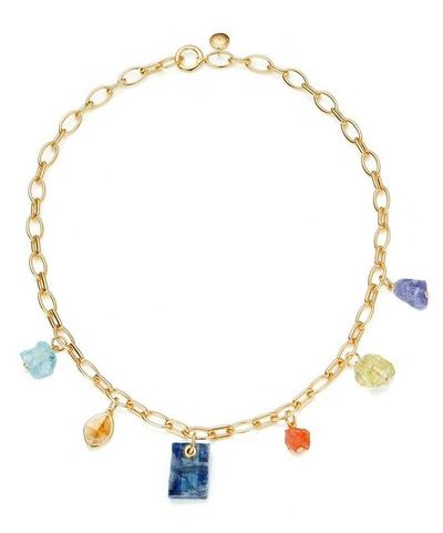 Shop Monica Vinader X Caroline Issa Gold Vermeil Multi-stone Necklace In White