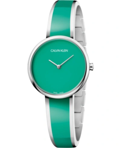 Shop Calvin Klein Women's Seduce Stainless Steel & Green Resin Bangle Bracelet Watch 30mm