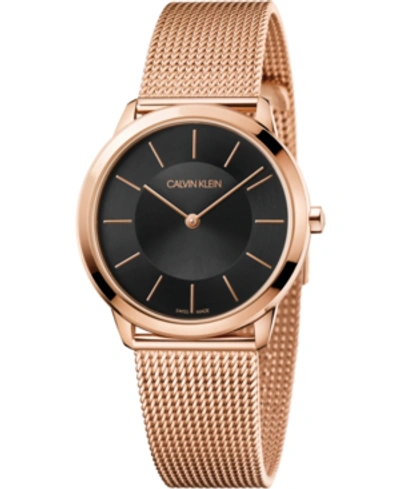 Shop Calvin Klein Women's Minimal Pink Gold-tone Pvd Stainless Steel Mesh Bracelet Watch 35mm