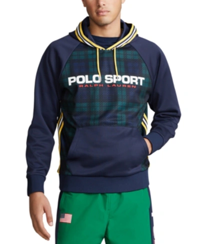 Shop Polo Ralph Lauren Men's Polo Sport Plaid Hoodie In Blackwatch Plaid Multi