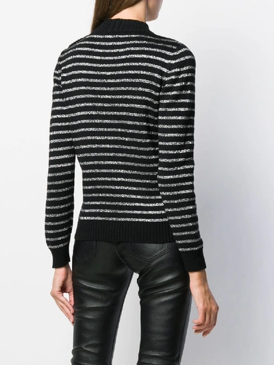 Shop Saint Laurent Wool Blend Striped Top In Black