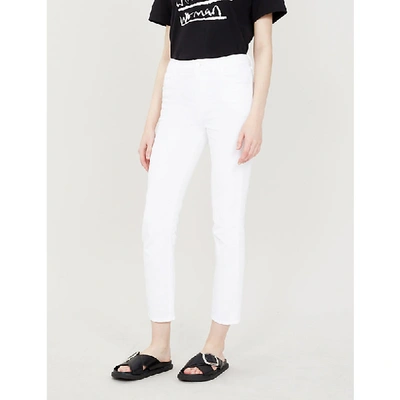 Shop J Brand Ruby Straight Cropped High-rise Jeans In Blanc