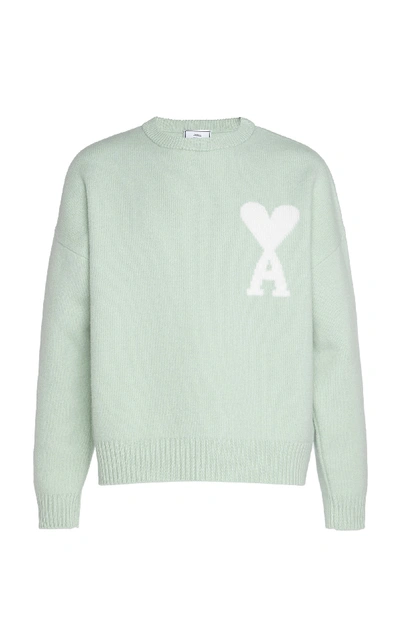 Shop Ami Alexandre Mattiussi Oversized Ami De Coeur Wool Sweater In Green