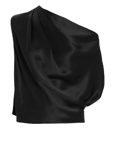 Shop Michelle Mason Draped Silk Charmeuse Top In Black