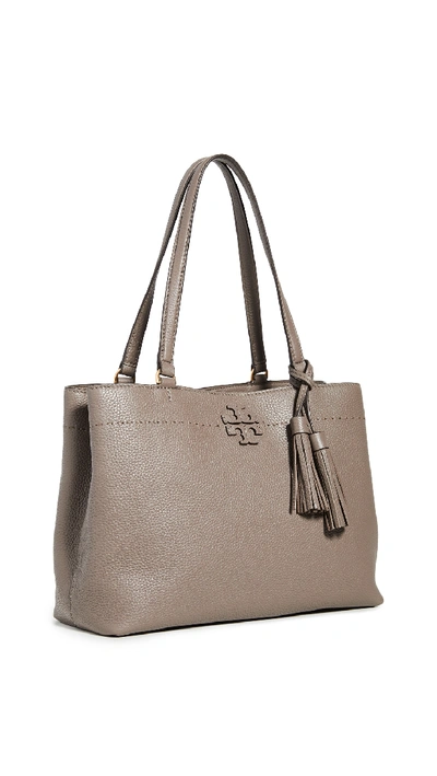 Tory Burch Mcgraw Triple Compartment Leather Satchel In Silver Maple |  ModeSens