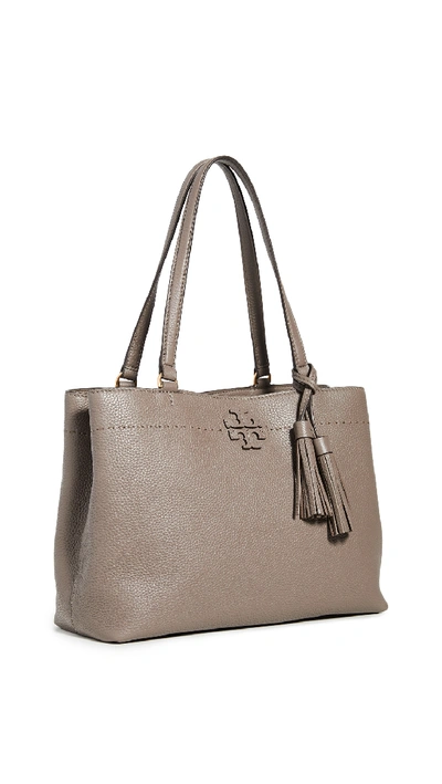 Shop Tory Burch Mcgraw Triple-compartment Tote In Silver Maple