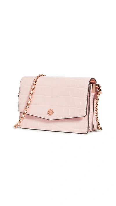 Shop Tory Burch Robinson Embossed Mini Shoulder Bag In Mineral Pink