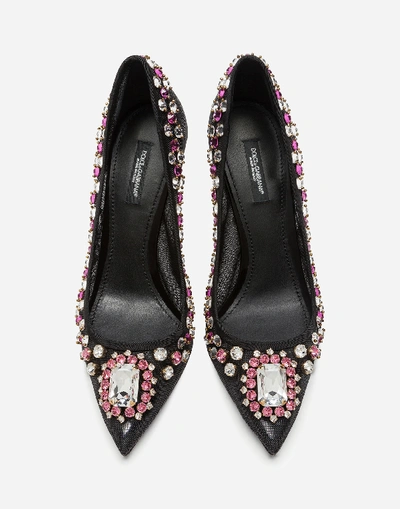 Shop Dolce & Gabbana Mesh Pumps With Bejeweled Embroidery In Black