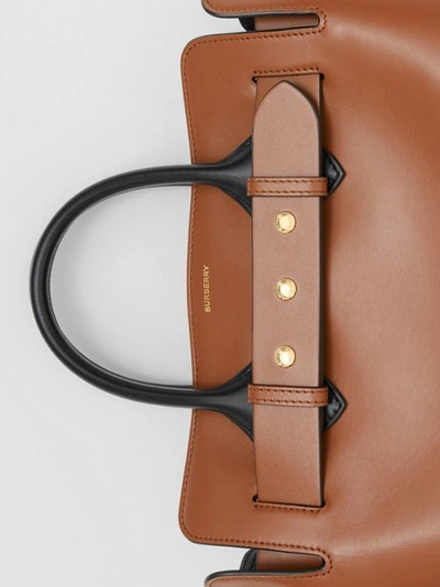 Shop Burberry The Small Leather Triple Stud Belt Bag In Malt Brown