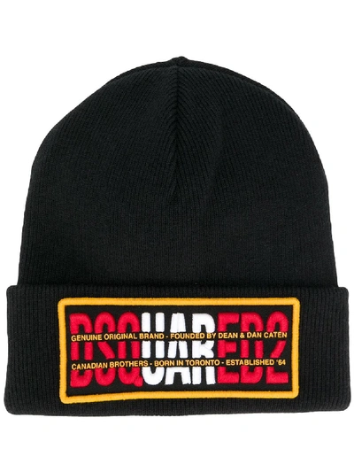 Shop Dsquared2 Wool Hat With Patch And Logo In Black