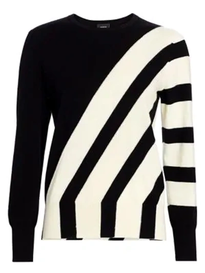 Shop Akris Women's Asymmetric Intarsia Knit Cashmere Sweater In Black Jasmin