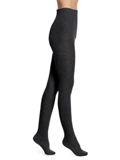 Shop Natori Women's Regent Wool-blend Sweater Tights In Charcoal