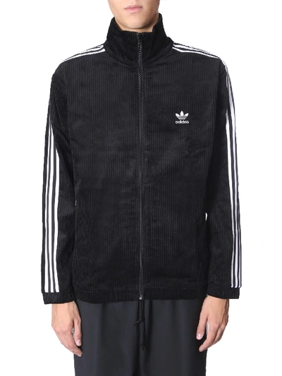 Shop Adidas Originals Zip Sweatshirt In Black