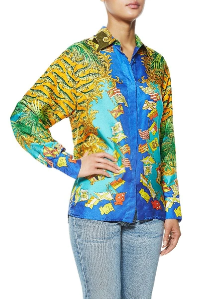 Pre-owned Versace Multicolor Crocodile Silk Shirt